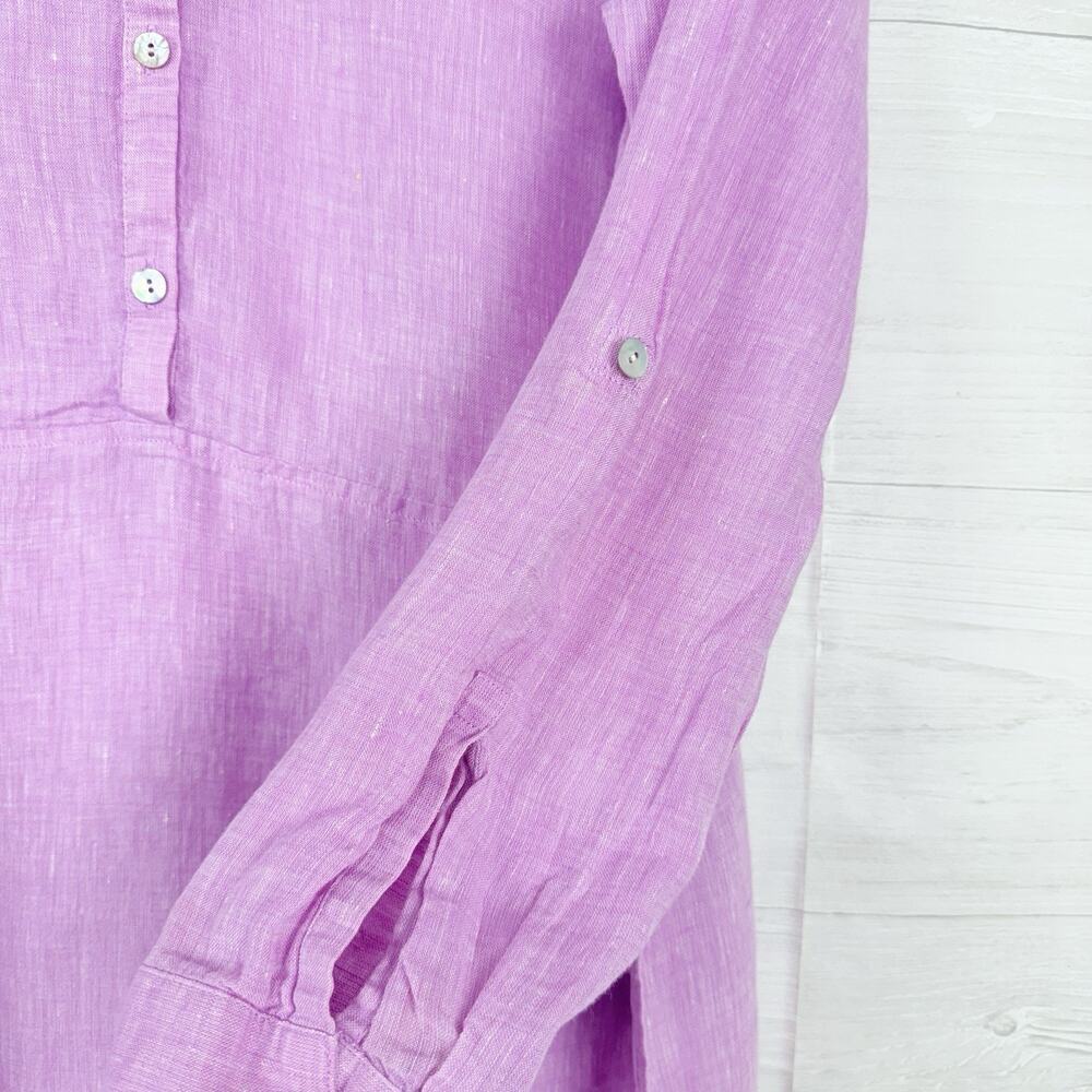 J.Jill Love Linen Relaxed Tunic Top Size L Petunia Pink Lagenlook Coastal Beach - Picture 6 of 16